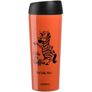 Термокухоль Ardesto Coffee time Zebra, 450 мл, помаранчевий