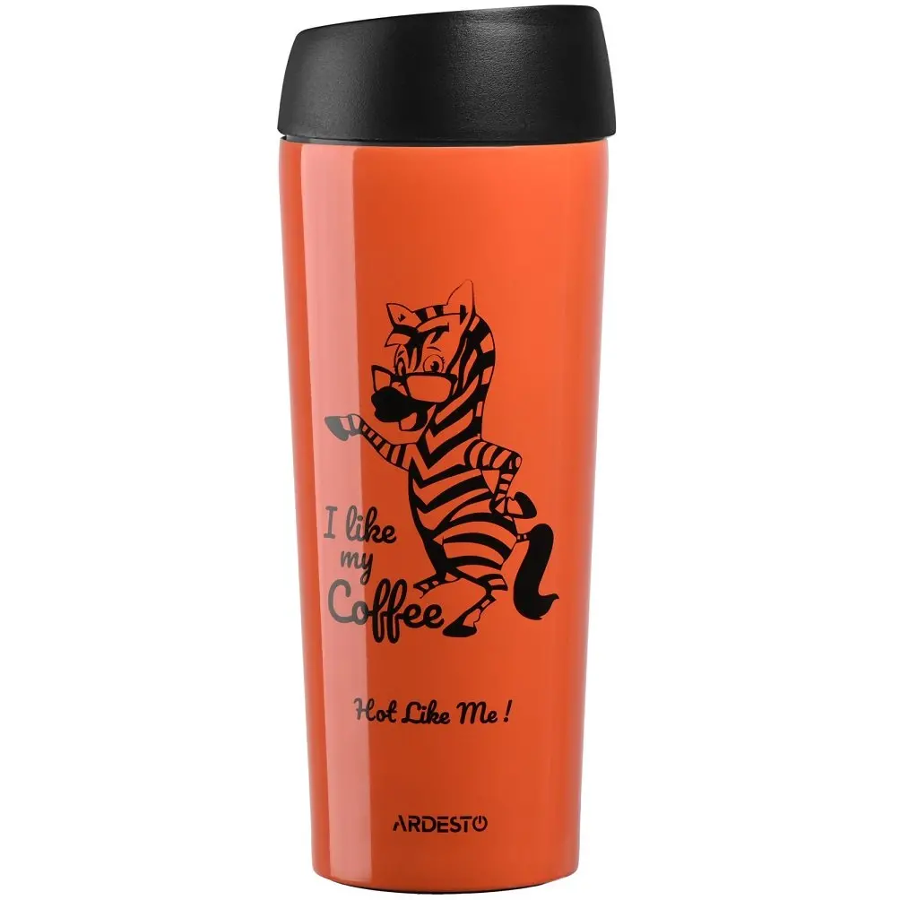 Термокухоль Ardesto Coffee time Zebra, 450 мл, помаранчевий