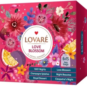 Набір чаю Lovare Love Blossom пакетований чай 6 видів по 15 штук у подарунковому пакованні
