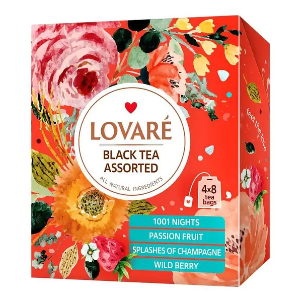 Набір чорного чаю Lovare Black Tea Assorted у пакетиках 32 шт.